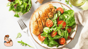 Nutritious high-protein chicken with fresh salad for healthy eating.